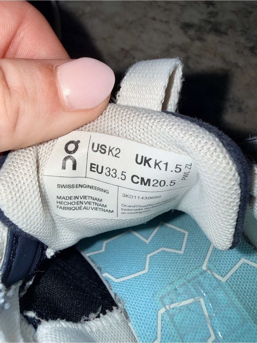 On Running Kids Navy Velcro Athletic Sneaker - Picture 5 of 5